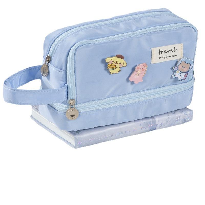 Fashion Storage Bag Large Capacity High Appearance Level Student Pen Bag Double-layer Simple Multi-functional Pencil Case Pencil Case