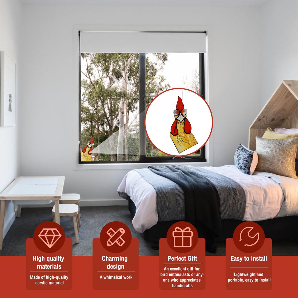 2 Pcs Funny Window Decor Peeping Rooster Acrylic Window Corner Decor Handmade Peeping Rooster Window Clings Charming Rooster