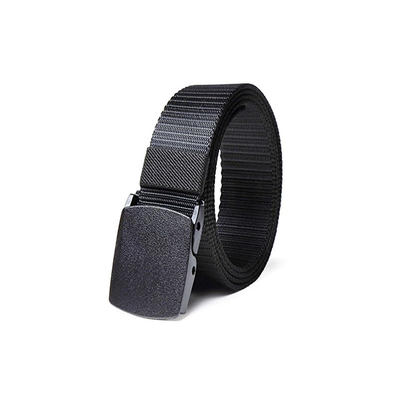 (STABILIST) Nylon Belt for Men, One Size Fits All, Military Style, Waist, Sports, Buckle, Self-Defense Forces, Lightweight, Black