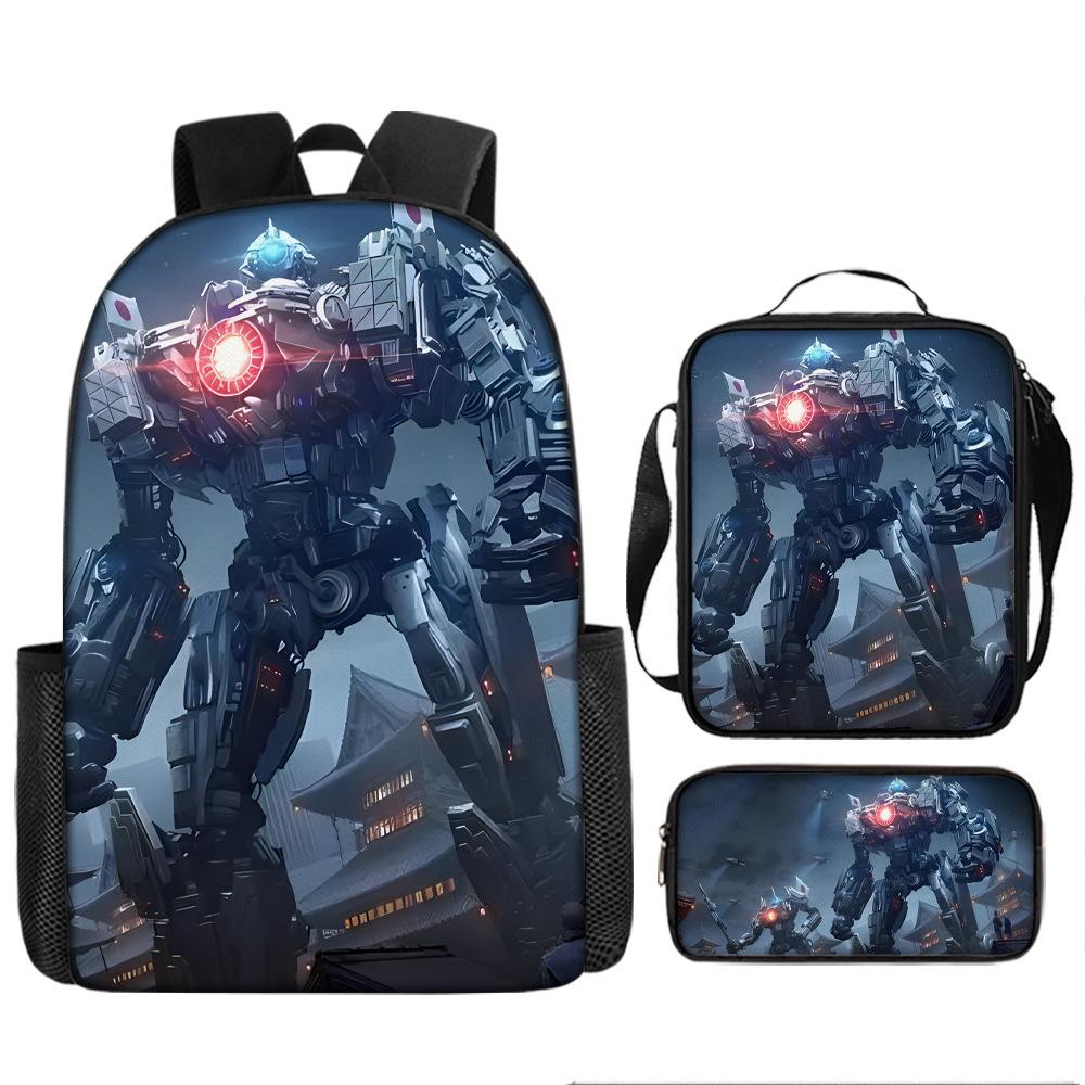 Pacific Rim schoolbag, primary and secondary school students, boys, mecha war, monster backpack, kindergarten burden reduction three-piece set