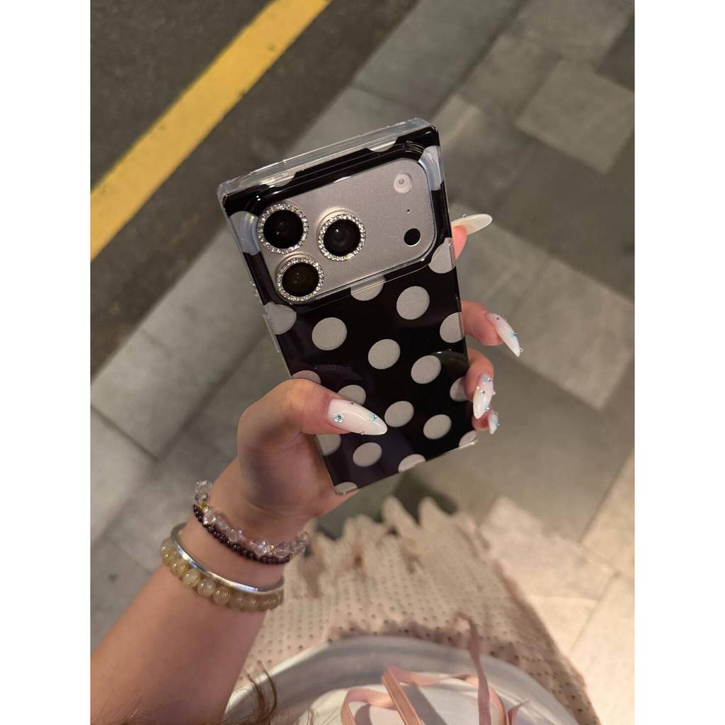 Simple Ins Wind Silver Polka Dot for iPhone17promax Mobile Phone Case Apple 16/15Pro Hard Case