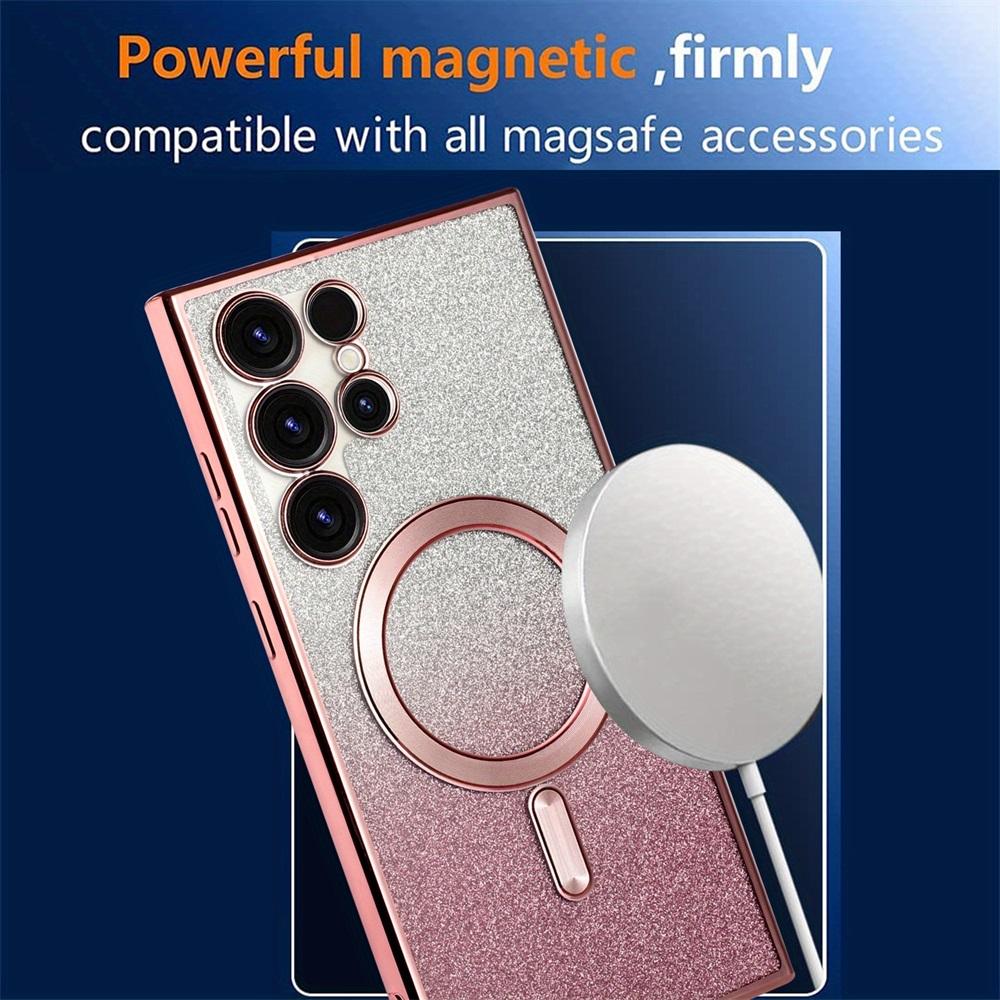 Capa BlingBright para Samsung Galaxy S24 S23 S22 S21 S20 Ultra Plus FE Glitter Case Note20 Ultra Plate Wireless MagSafe Magnetic