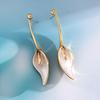 European and American original metal wind spray paint flower silver needle earrings heavy industry personalized earrings niche petal earrings women