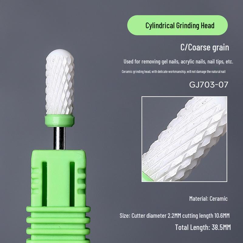 Ceramic Nail Art Grinding Head for Nail and Dead Skin Removal - Non-Heating Replacement Drill Bit.
