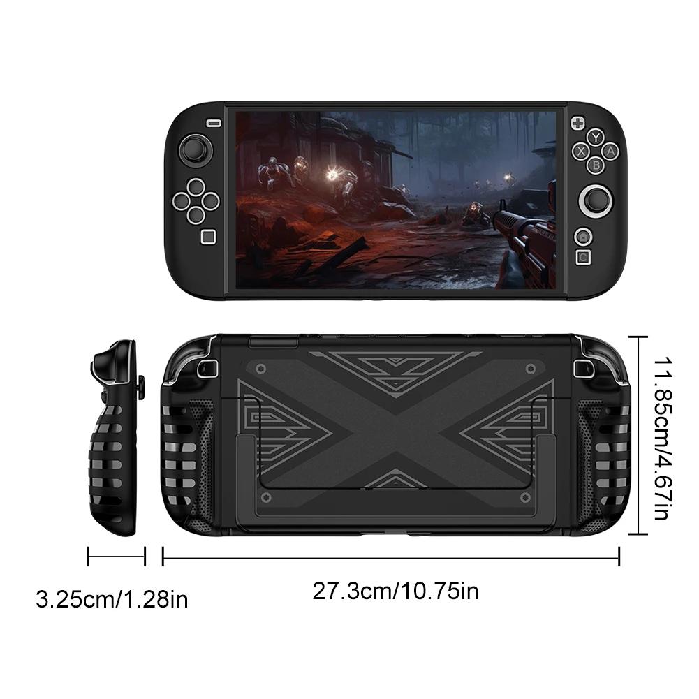 

Чехол из ТПУ для Switch 2 Защитный чехол-рукав Ручной корпус Эргономичная ручка-захват Чехол с подставкой для консоли Nintendo Switch 2 чёрный