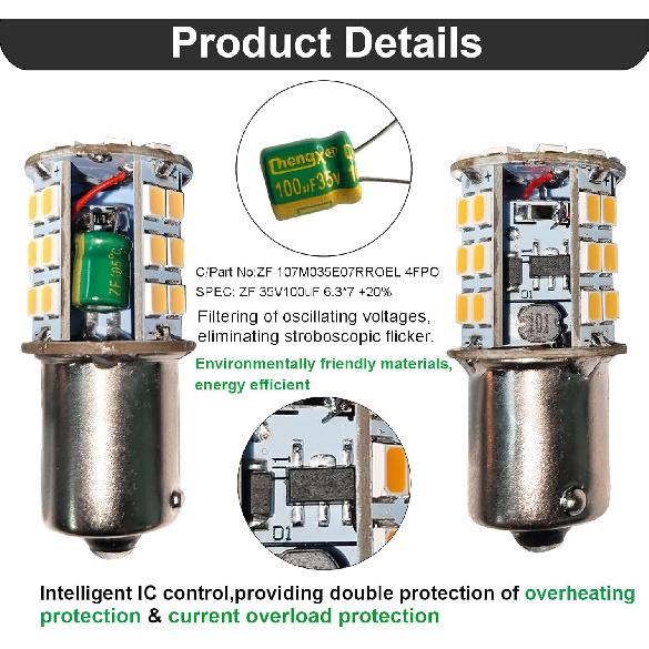 GRV Ba15s 1156 1141 LED Bulb 4W 56-2835SMD Super Bright AC/DC12V-24V 40W Halogen Replacement for RV Trailer Camper Motorhome Interior Lights Warm