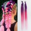 Synthetische Regenbogen Lametta Zöpfe Haarverlängerungen 26 Zoll Doppelte Pferdeschwänze Mädchen DIY Rave Party Ausgefallene Haaraccessoires