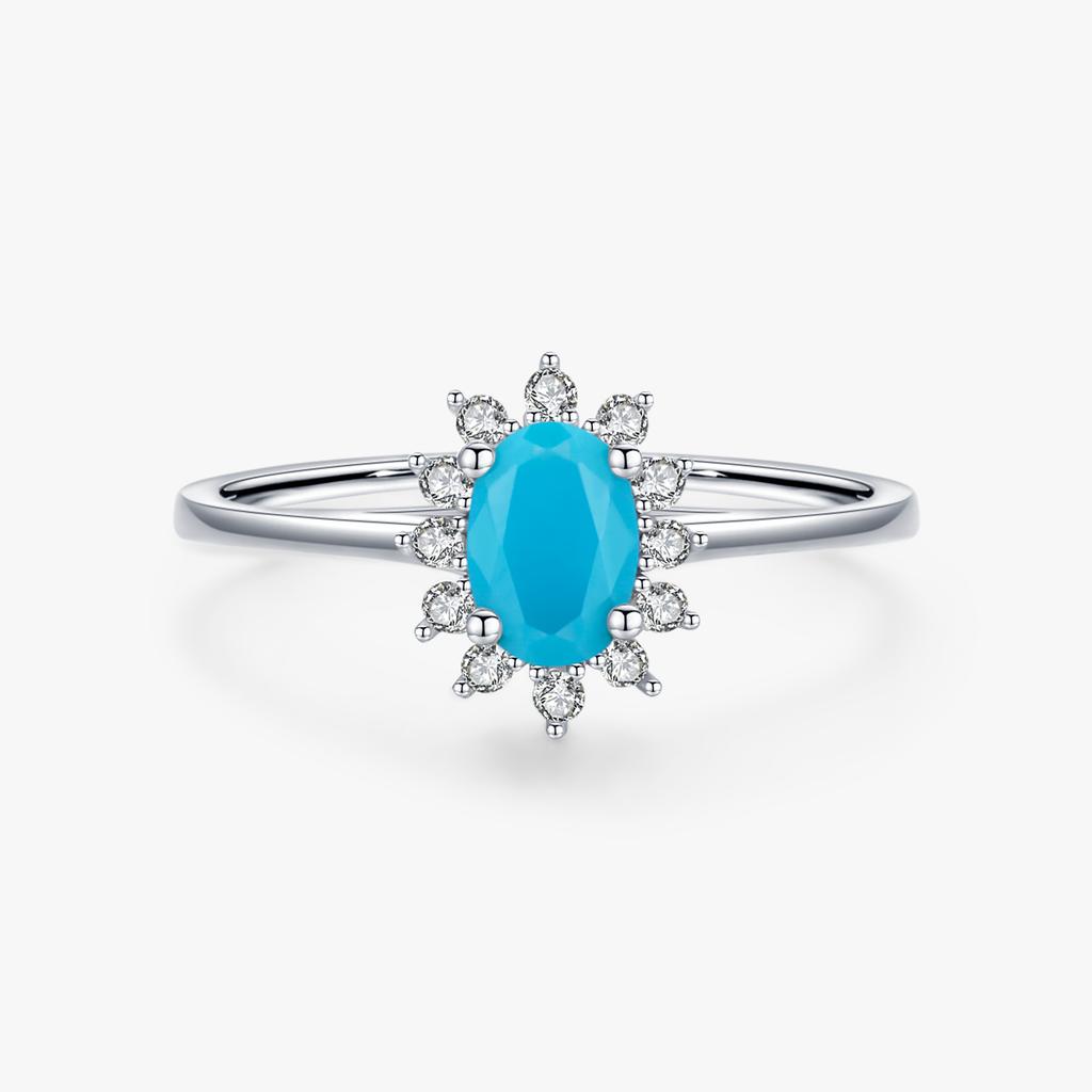 Classic Crown Female Ring Pure 925 Sterling Silver Natural Turquoise Elegant Fashion Rings for Women Christmas Jewelry
