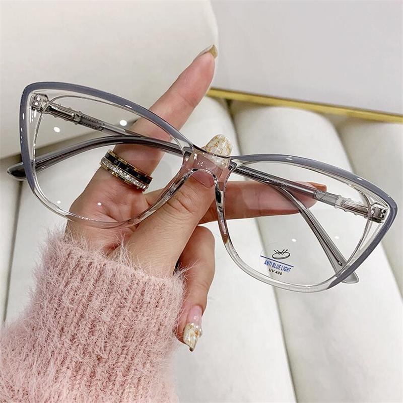 New Blue Light Blocking Cat Eye Prescription Eyeglasses With Cylinder TR90 Trend Myopia Eyeglasses Woman 0 -0.5 -0.75 To -6.0