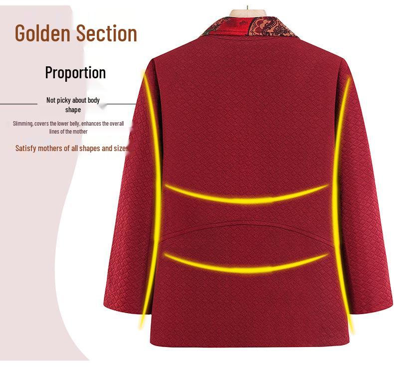 Elderly Women's Chinese Style Plus Size Turn-Down Collar Jacket - Fashionable Spring and Autumn Top for Grandma