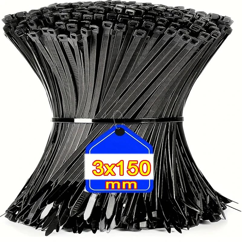 1000/100 szt. Plastikowe nylonowe opaski kablowe Samoblokujące opaski kablowe Paski Regulowane pętle mocujące do kabli Domowe i biurowe opaski zaciskowe