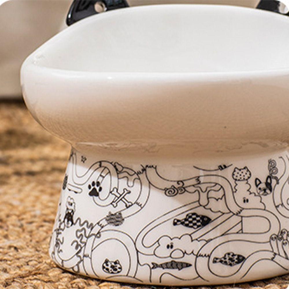 Large Capacity Pet High Foot Bowl Non-slip Dog Food Feeding Basin Ceramic Cat Bowl  Kitten Puppy