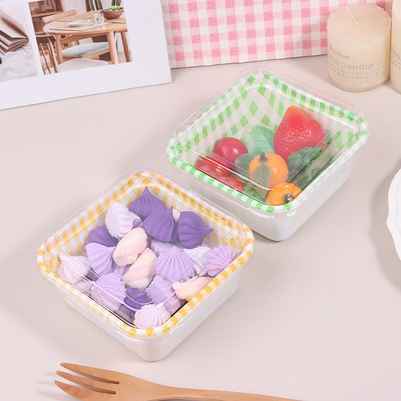 10 Stück Plastik Kuchen Mousse Dessertbecher Joghurt Lebensmittelbehälter mit klarem Deckel Melaleuca Mousse Gebäck Kuchenbox Verpackungsbox