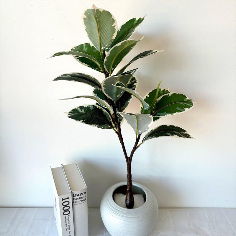 Brasiliensis Artificial Hevea Leaf With Lush Foliage For Photography Prop Decor