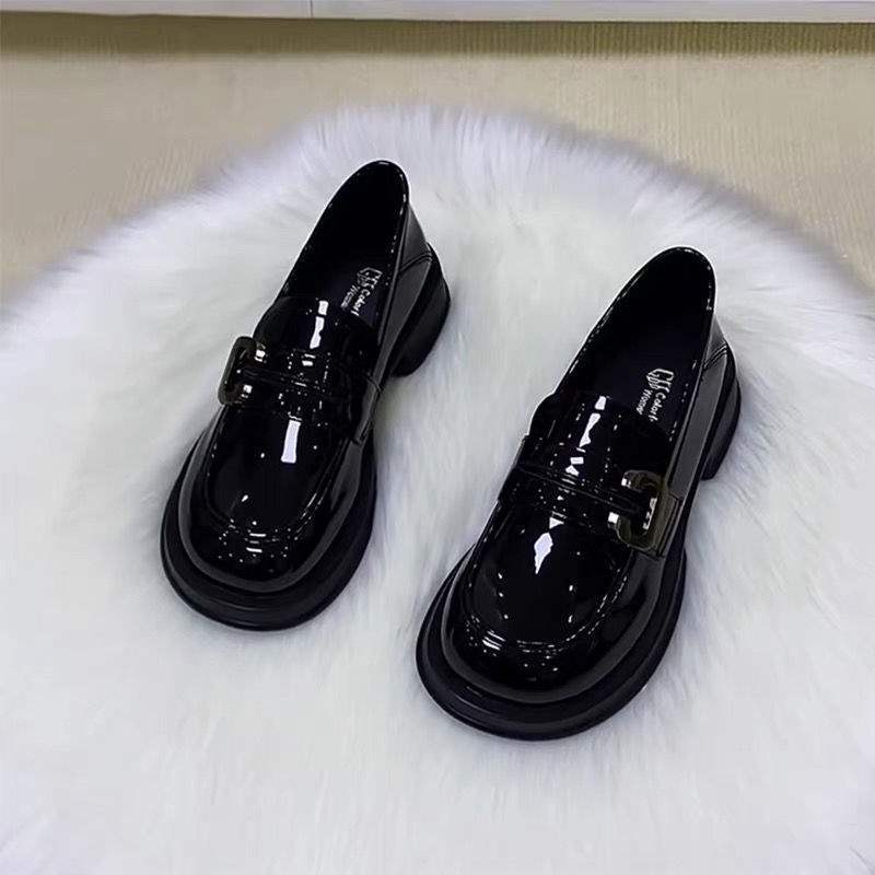 British style small leather shoes French retro platform shoes low heel black loafers 2025 spring and autumn single shoes uniform shoes women