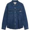 Calvin Klein American Vintage Minimalist Label Patch Pocket Cotton Linen Blend Denim Shirt Men shirts 4RF904G