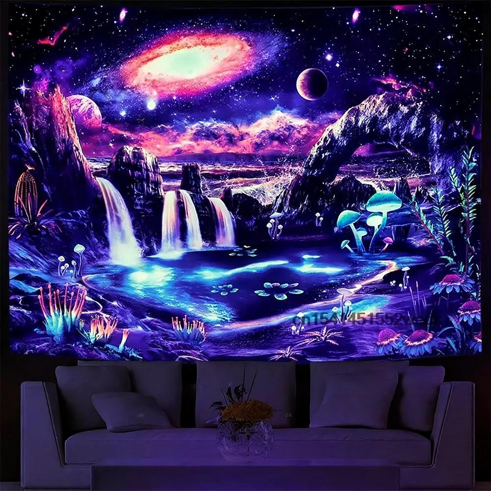 Glowing Tapestries With Cosmic And Fantasy Scenes Uv Reaction Tapestry Background Decoration  Bedroom Party Decoration