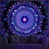 Amonercvita Blacklight Tapestry Trippy Mandala Tapestries UV Reactive Galaxy Stars Tapestry Psychedelic Neon Tapestries Wall Hanging Hippie Black
