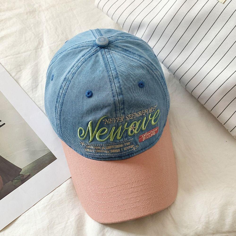 Denim Letter Baseball Hat Embroidery Snapback Cap Trendy Peaked Cap Men Women