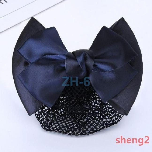 Professional Hair Accessory with Bow and Net Hair Cover for Uniformed Service Staff Suitable for Secure Hair Styling and Neat Appearance One Size синий