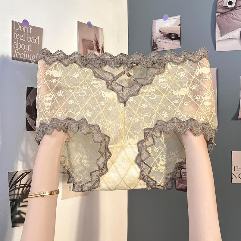 Luxurious lace underwear for women sexy comfortable mid waist triangle Panties