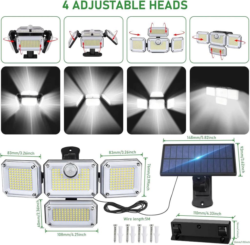 Solar Outdoor Lamp Outdoor Three Modes Motion Sensor LED Wall Light Street Light Waterproof Energy-saving Lamp Illumination Tool