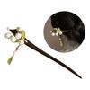 White Flower Hair Sticks Forks Retro Chinese Style Wooden Hair Pins Side Clips Pendant Headpieces Women Hair Bun Maker Jewelry
