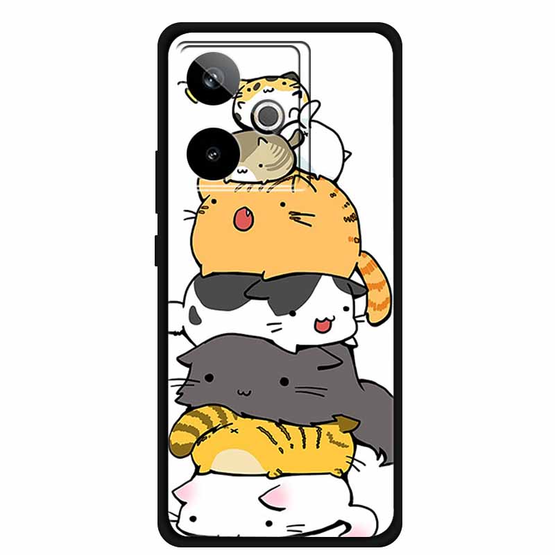 For Realme GT7 3D Relief Phone Case Emboss Flower Back Cover Black Silicone Shockproof Soft Protector 6.8" Realme GT 7T 7 T Capa