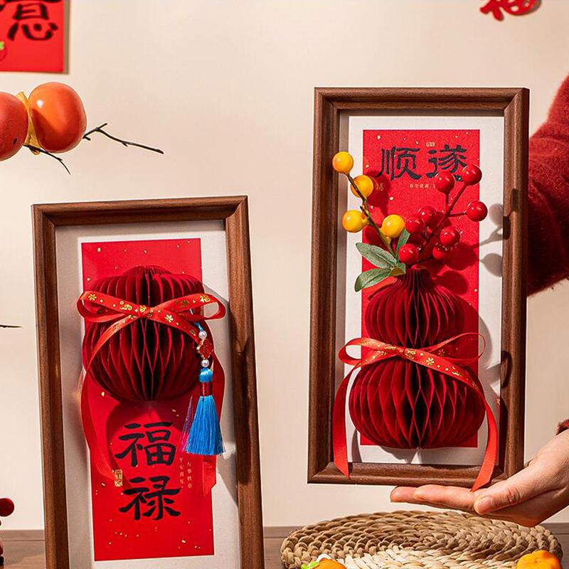 Frühlingsfest Dekorativer Fotorahmen Traditionelles Mondjahr Hängendes Ornament mit Quaste Neujahr Wohnzimmer Fensterdekoration