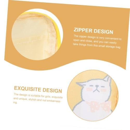 Healeved 2-Pack Portable Sanitary Pad Storage Bag, Cute Cat and Strawberry Print, Large Capacity, Waterproof, Convenient Sanitary Pouch for Women and