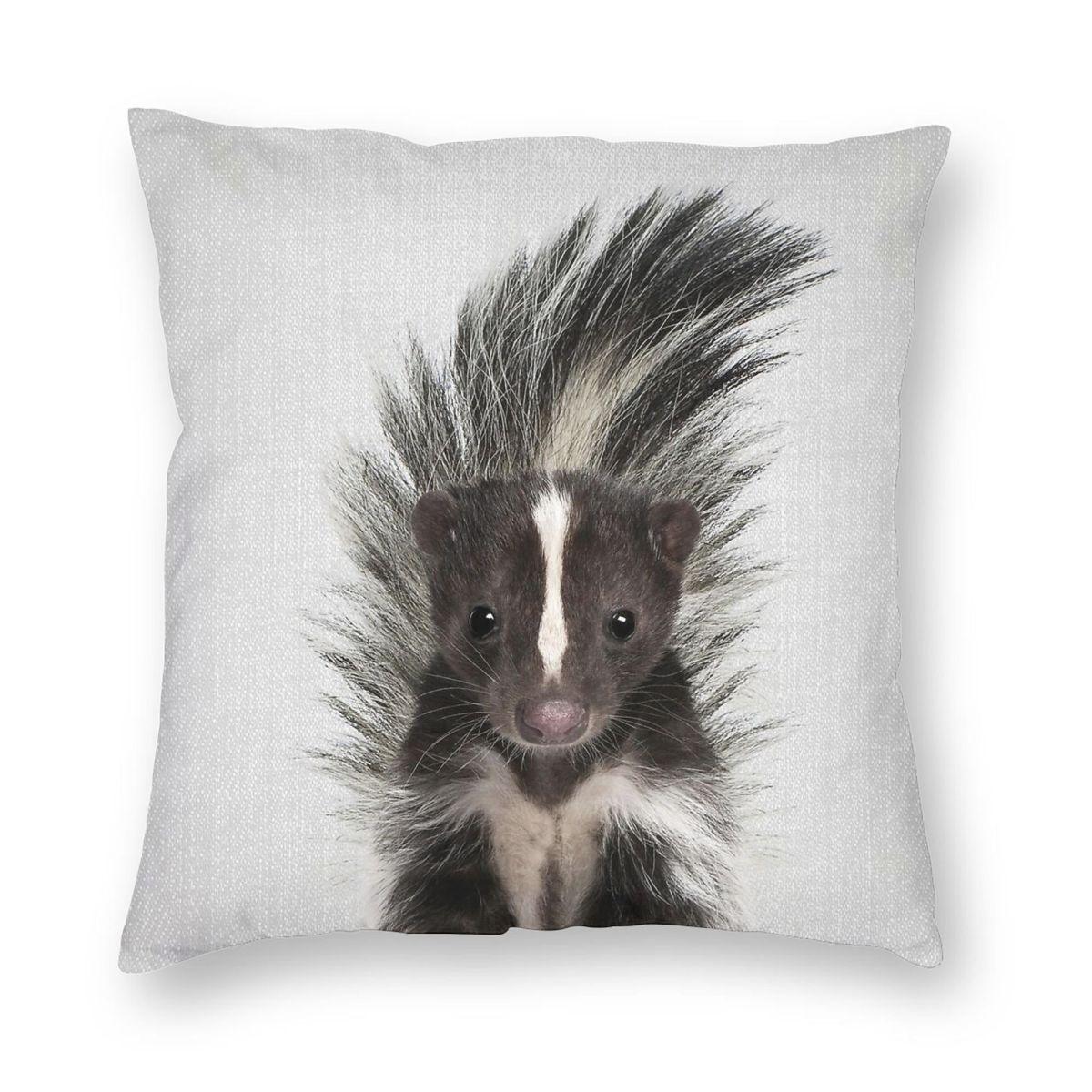 

Подушка с принтом скунса, разноцветная, из полиэстера, льна, бархата, с молнией, чехол для подушки на кровать 12x12Inch