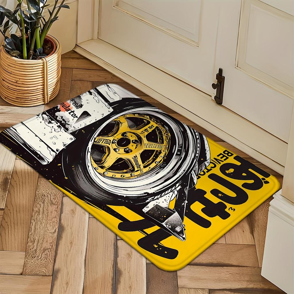 Racing Wheels Printed Carpet Soft Noise Reduction Entrance Door Mats Bedroom Bathroom Doorway Mats Home Decoration