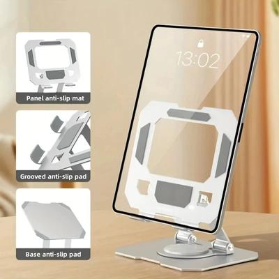 360° Drehbarer Metall-Tablet-Ständer Verstellbarer Faltbarer Desktop-Ständer Halter Wärmeableitung Kompatibel Für Tablet-Computer