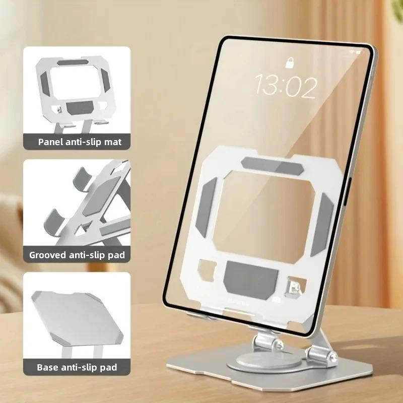 360° Rotatable Metal Tablet Stand Adjustable Foldable Desktop Stand Holder Heat Dissipation Compatible For Tablet Computer