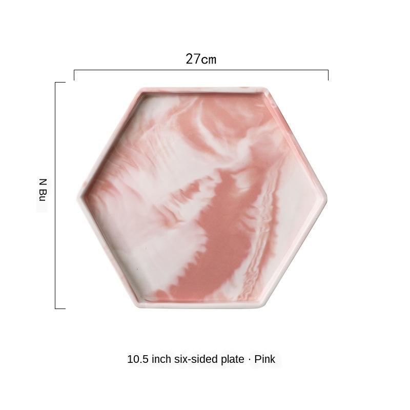 Ceramic Jewelry PizzA Plate Gray Pink Personalized Marble Designs Porcelain Bedside Jewelry Storage Service Tray Holder WF