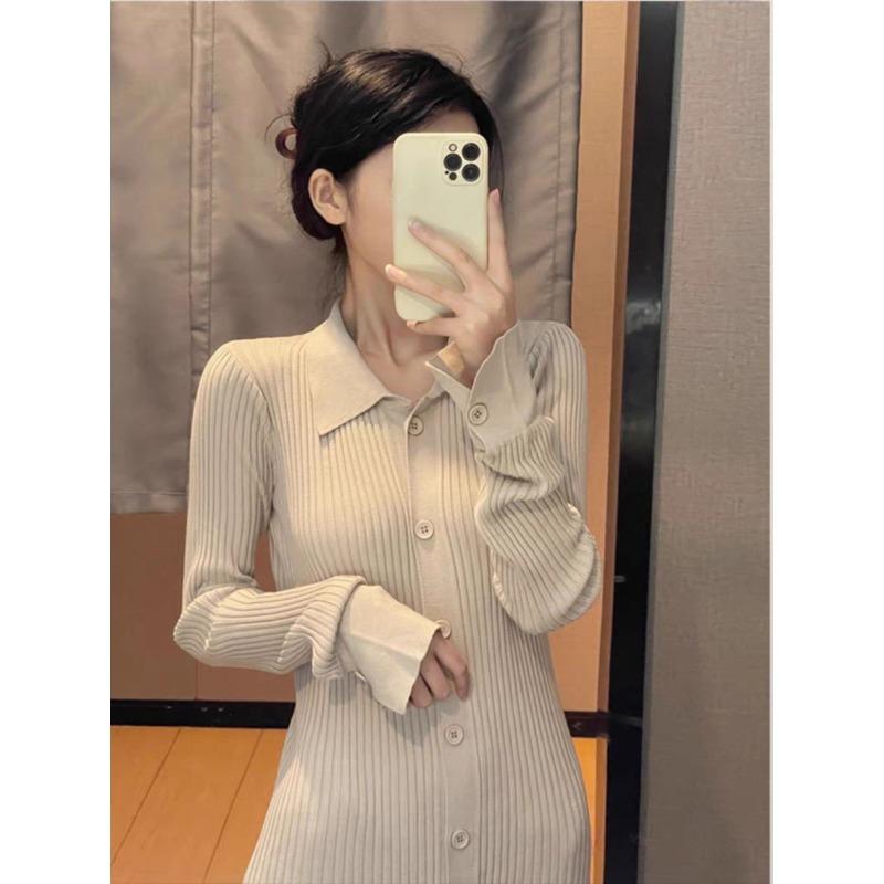 

Вязаное платье-кардиган с длинным рукавом, осенне-зимняя женская одежда, темперамент, знаменитость, высокий класс, муза, премиальное ощущение, супер красивое платье XL абрикосовый