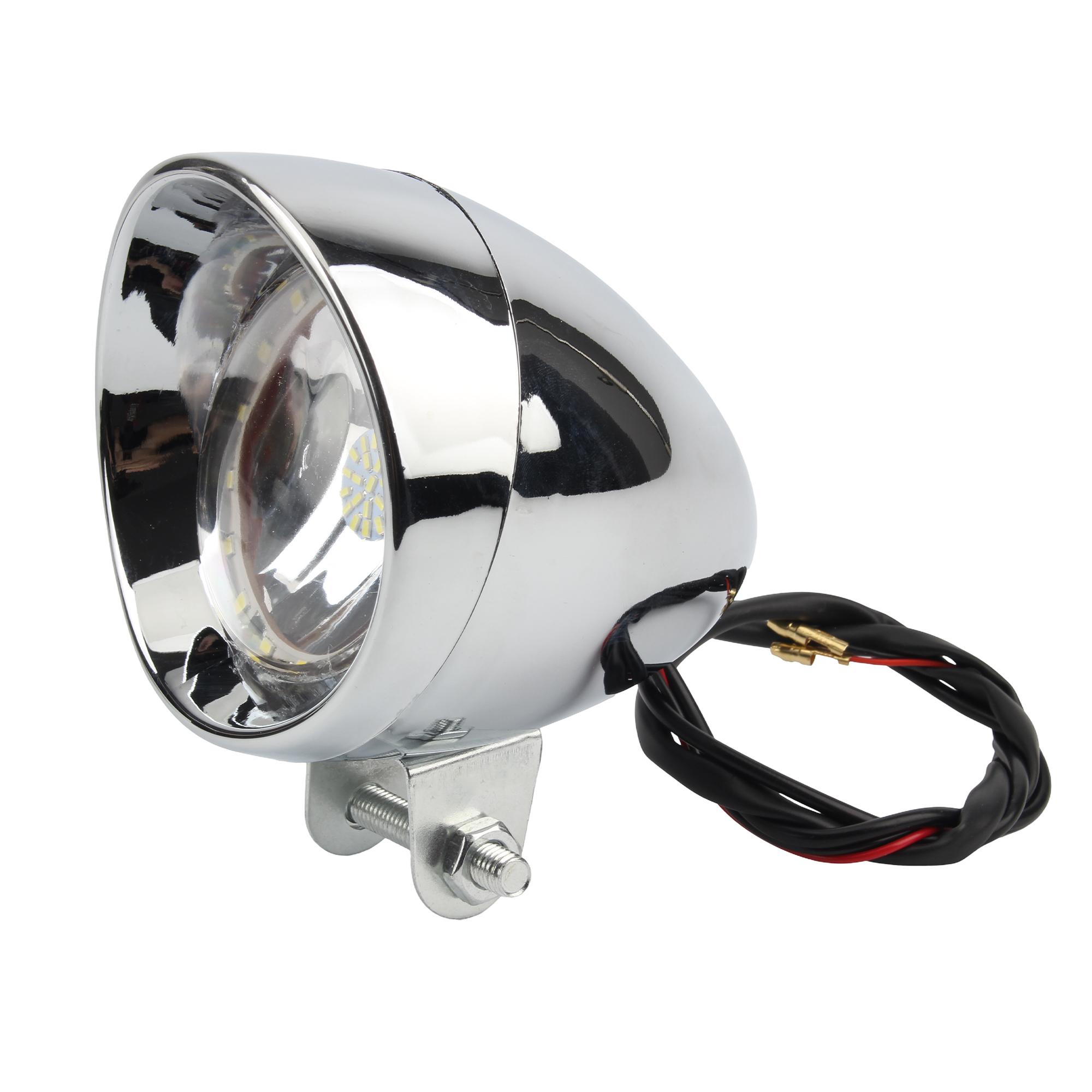 For Honda Yamaha Motorcycle LED Headlight  Electroplating shell Head Light Retro Bullet Headlamp Motorbike Universal Accessories