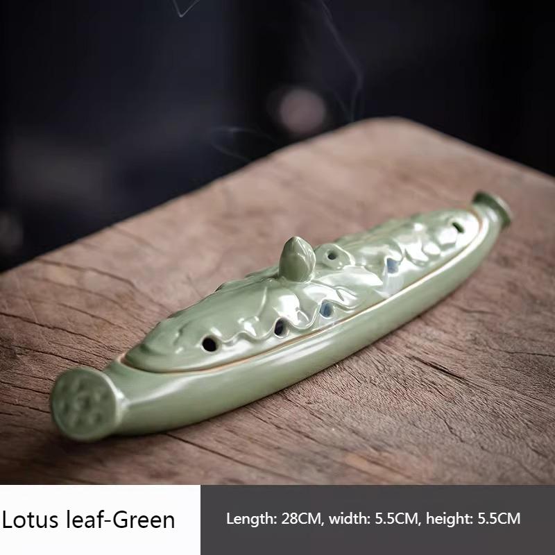 Lotus Leaf Incense Ceramic Incense Burner/Incense Insert Indoor Zen Incense Box Tabletop Ornament Creative Accessories Censer