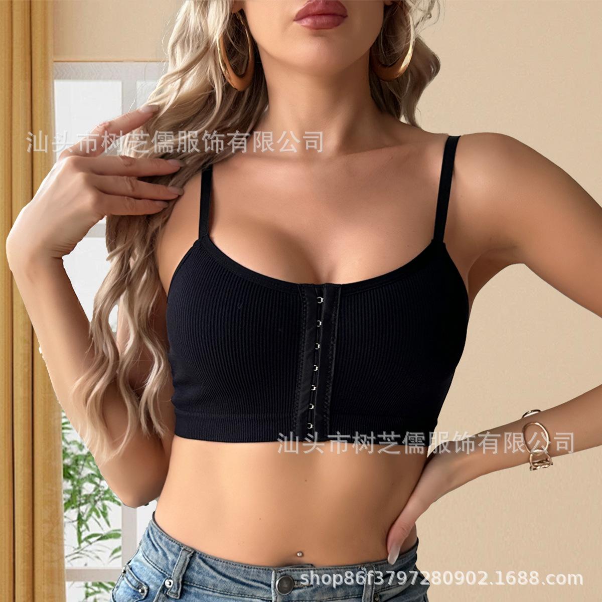 Women Front Closure Push Up Sports Bra Backless Comfortable Bra S