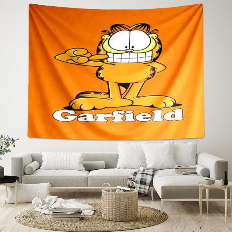Garfield Print Tapestry, Backdrop, Easy Setup, Ideal for Bedroom, Office & Living Room, with Aesthetic Wall Hanging Decor.