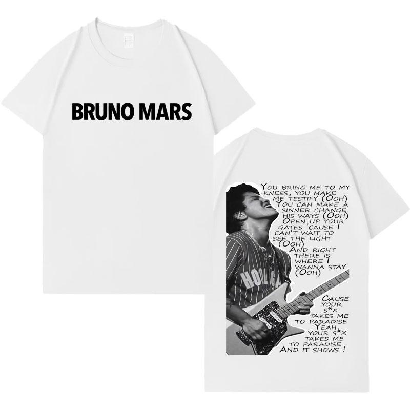Rapper Bruno Mars Trendy Oboustranné Grafické Trička Pánské Dámské Ležérní Tričko s Krátkým Rukávem Populární Kulatý Výstřih Streetwear