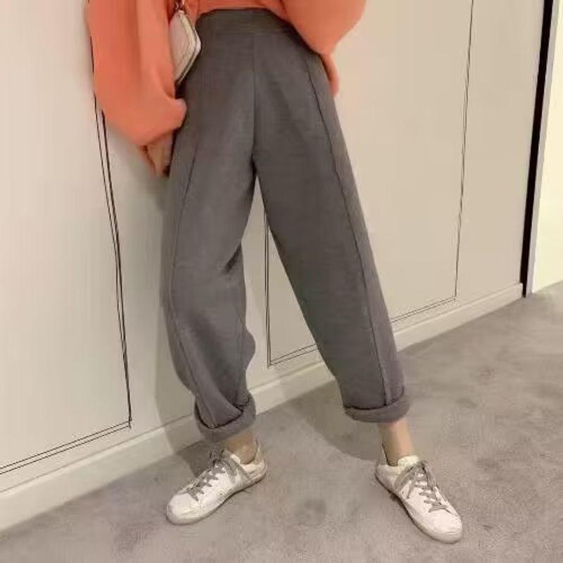 

Clearance Counter Label Cut Women s Clothes Export Orders Knitted Trousers Women Fall and Winter Daddy Pants Women High Waist Slim Looking Nine Points Gray M