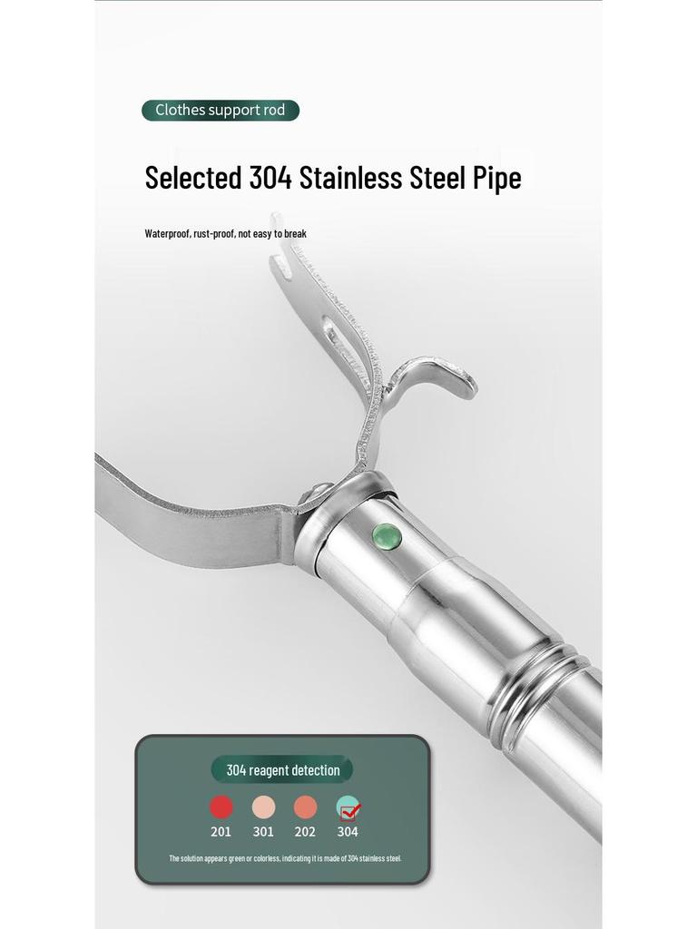 Extra Thick 304 Stainless Steel Retractable Clothes Drying Rod and Hanger for Household Use