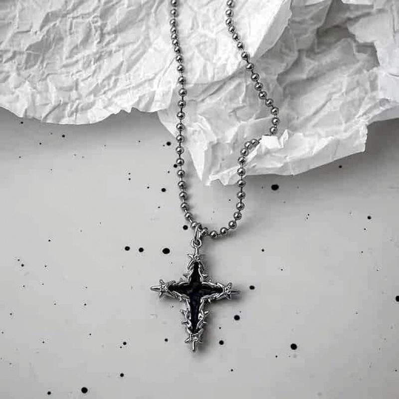 Hot Sale Gothic Black Heart Cross Pendant Necklace - Halloween Dark Series