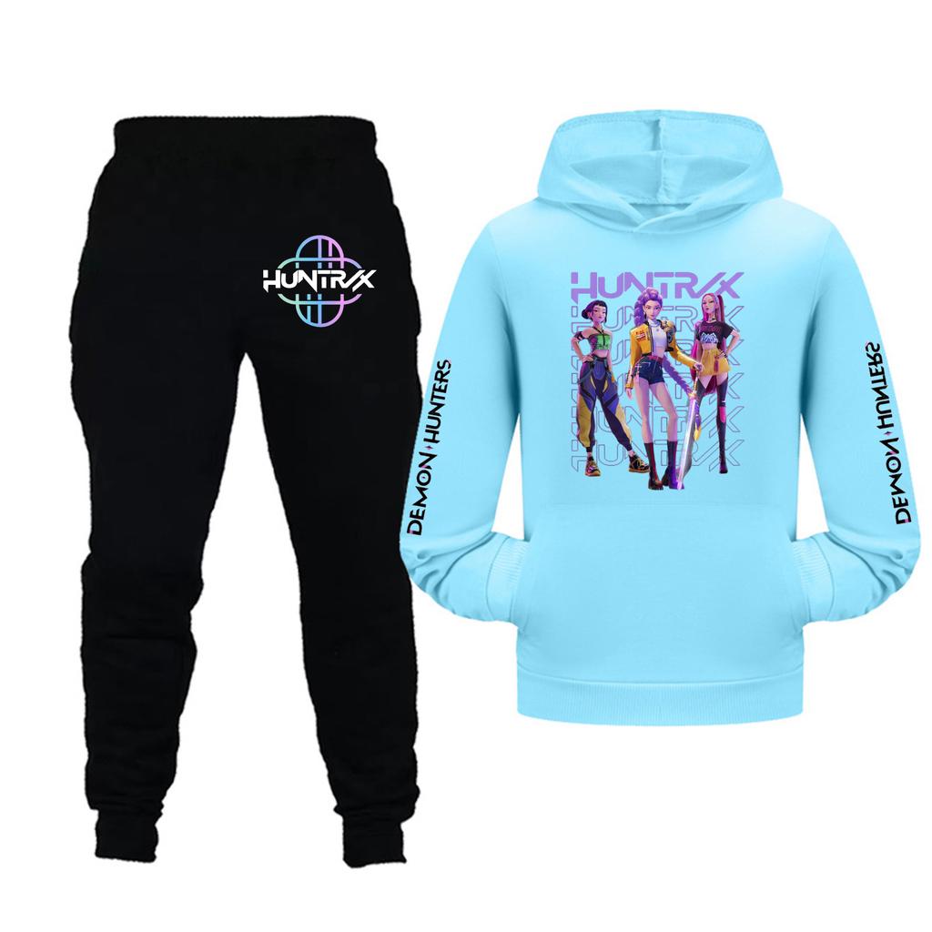 Kids Girls Long Sleeve Hooded Sweatshirt And Pants Set For Toddler And Big Kids 2Pcs Outfits