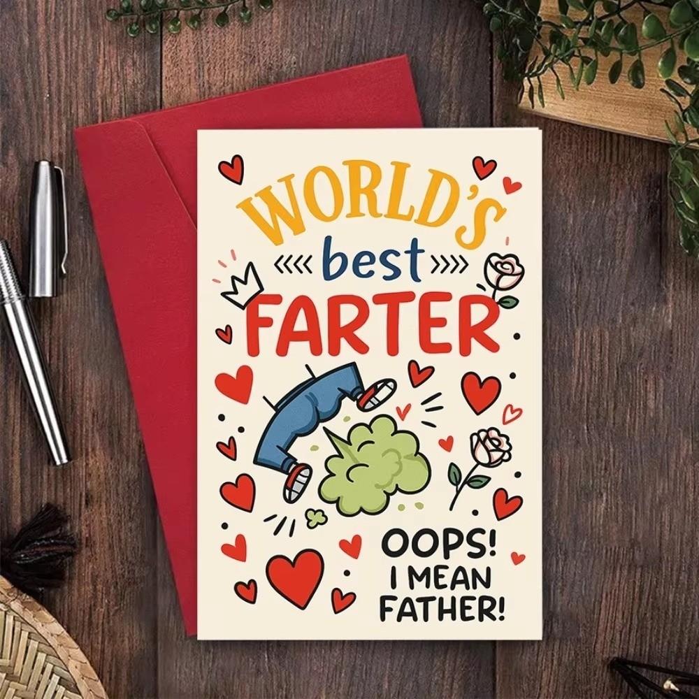 Mit Umschlag Vatertagskarte Lustiges Design Vatertagsgeschenke Cartoon Papa Grußkarte Geburtstag