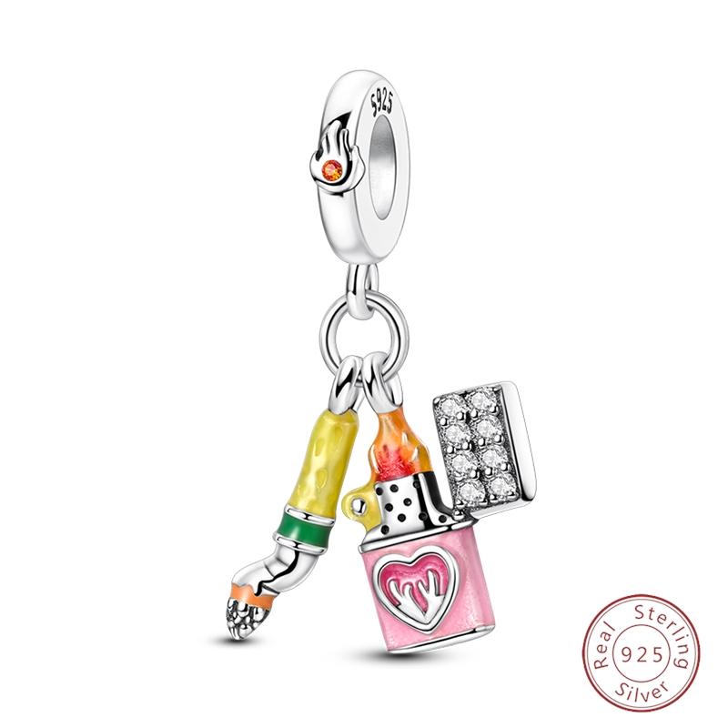 Sweety Copper Cake Poodle Crown Flowers Lover Luminous Charms Beads Fit 3Mm Bracelets Diy Fine Jewelry Making