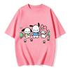 Summer Cute Pochacco My Melody Print Tshirt Casual Short Sleeve Tees for Mom and Daughter Sweet Family Matching Outfits Fashion