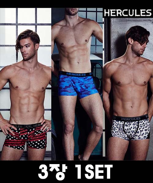 

[Hercules Underwear] Уникальный мужской набор из 3 предметов: боксеры [Отправка из Кореи] 100% Оригинал S