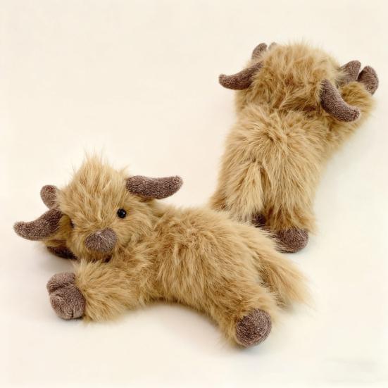 Highland Cow Plush Toy Long Hair Scottish Cattle Stuffed Animal Soft Cuddly Farm Decor for Kids Collectors